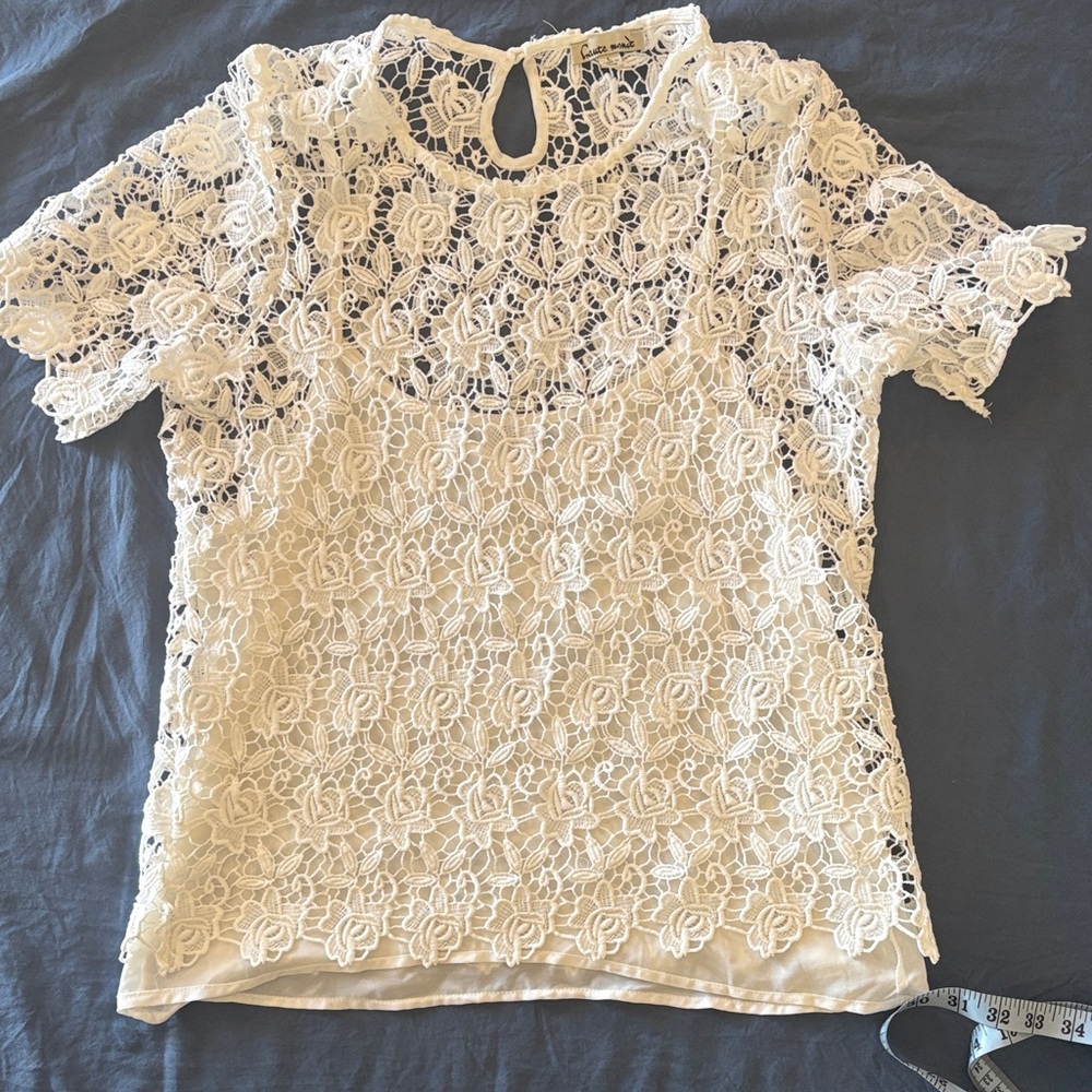 Haute Monde Floral Lace Blouse - White